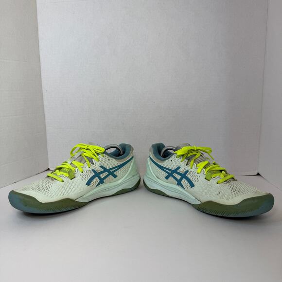 Asics Athletic Shoes in White and Blue with Yellow Accents - Picture 4 of 9